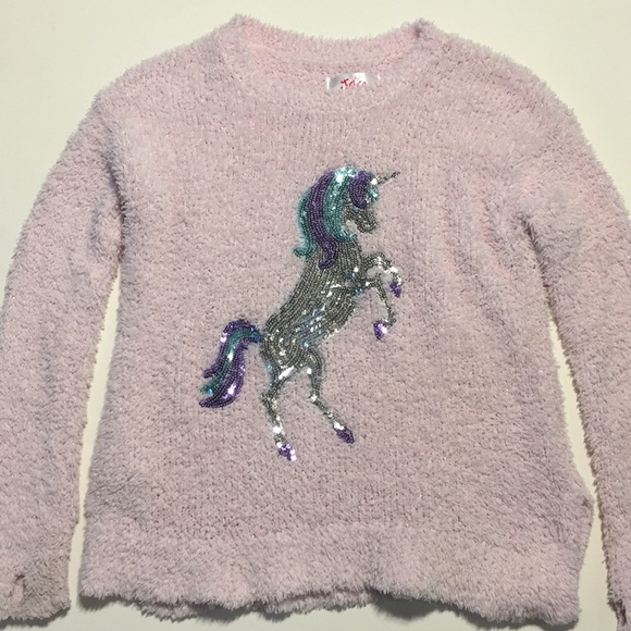 Justice Girls Fuzzy Unicorn Sweater 